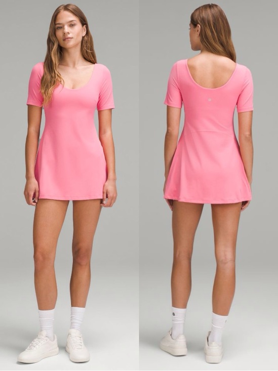 lululemon athletica Dresses & Skirts - Lululemon Align Short Sleeve Dress Athletic Mini Dress Sakura Pink 10 12 NWT